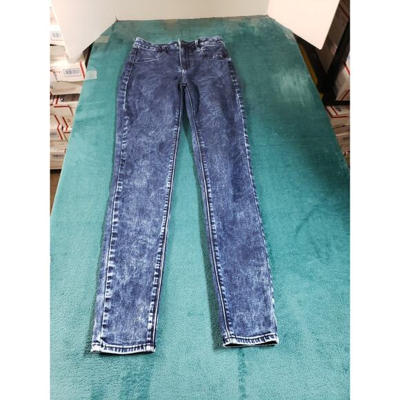 American Eagle Jeans Size 4 Long Womens Blue Denim Pants High Rise Jegging - Picture 1 of 13